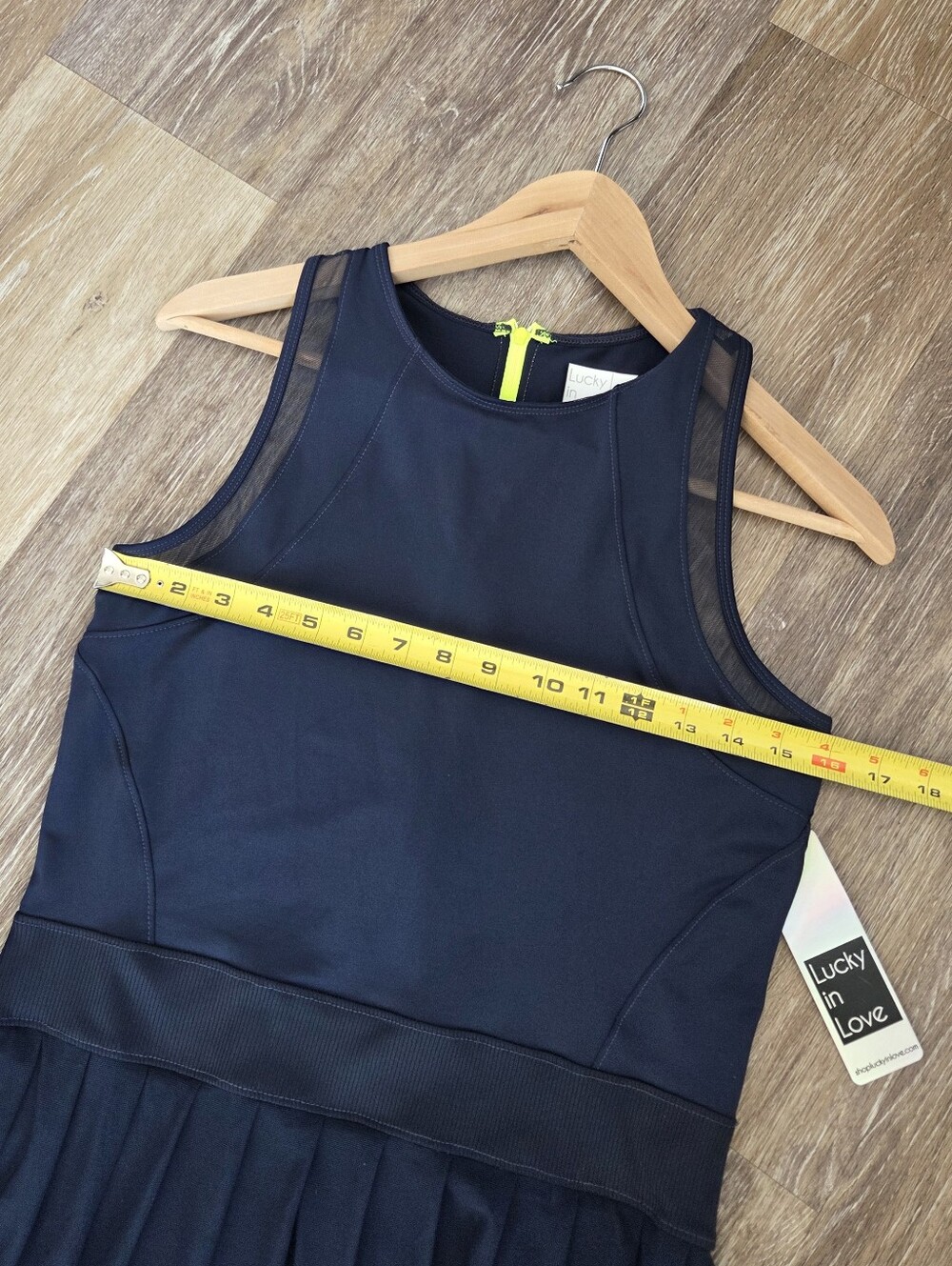Lucky in Love Navy Blue Athletic Tennis Dress NWT Pleated Tennisprep Neon Zip-up - Picture 4 of 14